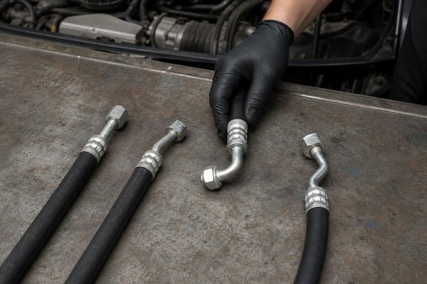 how automotive AC hose fittings seal under pressure